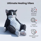 Cat Statue Outdoor Cat Figurines Garden Decor, Black & White Cat Statue Figurine Decor Sculpture for Patio, Yard, Resting Tuxedo Cat Statues for Indoor Table Accessory, Gift for Mom & Cat Lovers - Image 4