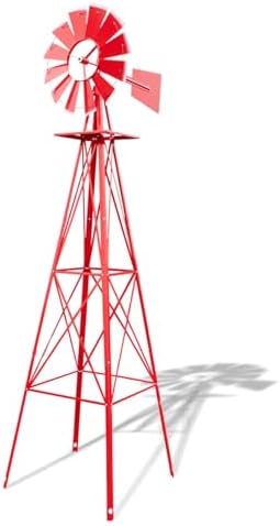 Outvita 8FT Red Metal Ornamental Windmill Weather Vane by Outvita