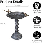 Evergreen Garden Hummingbird Bird Baths for Outdoors Heavy Duty | Metal Bird Bath Bowl with Stand | Ground Standing Bird Bath and Feeder for Garden Yard Deck - Image 3