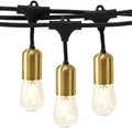 Brightech Glow LED String Lights - 48 Ft Commercial Grade Patio Lights with Beautiful Brass Accents - Outdoor Waterproof Globe Porch String Lights for Outside, Backyard, Gardens - 15 2W LED Bulbs by Brightech