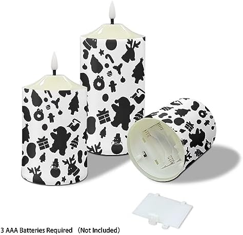 Cozeyat Flameless Candles with Remote Set of 3, Cute Santa Claus Elk Pattern Flickering Electric Candles for Christmas Decoration, Unscented Realistic Moving Bullet Floating Flame Pillar Candles - Image 3