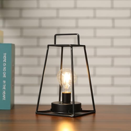 JHY DESIGN 6PCS Retro Style Geometric Table Lamp 10''High Simple Iron Art Cordless Lamp Battery Powered Lamp with 6-Hours Timer Feature Cage Wireless Light for Balcony Party Indoor Outdoor - Image 6
