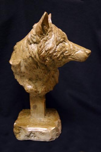 Hand Sculpted Cast Bronze Collection Sculpture Fine Art Wildlife Wolf Bust (Finish Shale & Bronze) - Image 3
