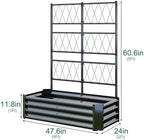 Galvanized Raised Garden Bed with Trellis for Outdoor Climbing Plants Black - Image 5