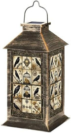 Solar Lantern Outdoor Garden Hanging Lantern Gothic Black Ravens Skulls Golden Roses Ornate Cages Vintage Waterproof Solar Powered Lighting Outside Table Lamp for Patio Deck Yard Camping by Unknown