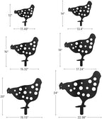Polka Dot Chicken Metal Garden Stake Decorative, Whimsical Hen Silhouette Statues for Yard Art, Outside, Patio, Outdoor Decor, Garden Decorations, Lawn Ornaments - 16" Black - Image 6