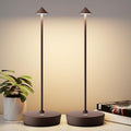 2Pack Rechargeable Cordless Table Lamp, Portable Powered LED Battery 6000mAh Metal USB Desk Lamp, 3 Levels Brightness Light for Restaurants Outdoor (2pack ferruginous) by YIBEN