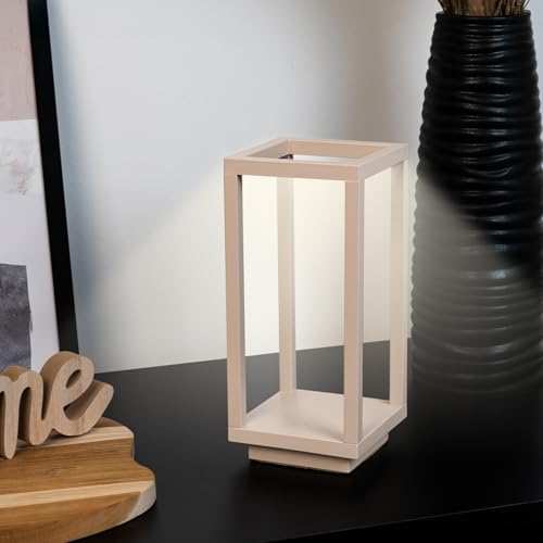 BRILONER - LED Table Lamp Wireless IP44 with Touch, Dimmable, CCT, Battery & Light Source Interchangeable, LED Lantern, Table Lamp, Battery Lamp, Patio, Outdoor Lamp, 10 x 10 x 22 cm, Beige - Image 3