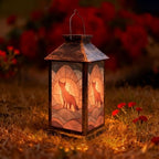 Solar Lantern Abstract Fox Silhouette Glass Outdoor Waterproof Garden Hanging Lantern Solar Powered Lighting Outside Solar Light for Patio Yard Camping, Gifts for Women Mom by Unknown