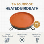 Farm Innovators BD-75 All-Season 3-in-1 Outdoor 14-Inch Heated Birdbath with 3 Mounting Options, 75 Watts, Terracotta (4 Pack) - Image 2