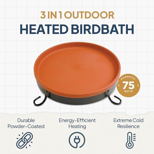 Farm Innovators BD-75 All-Season 3-in-1 Outdoor 14-Inch Heated Birdbath with 3 Mounting Options, 75 Watts, Terracotta (3 Pack) - Image 2