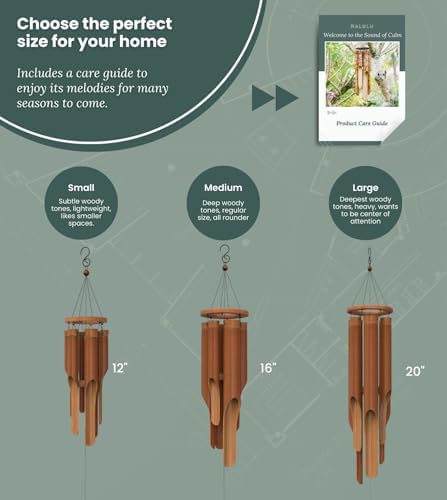 Nalulu Classic Bamboo Wind Chimes - Outside Outdoor Wood Wooden Windchimes, Medium, Handcrafted with Calming Deep Tones, Ideal Home Decor or Gift for Any Occasion - Image 5