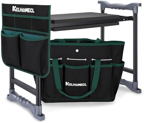 Garden Kneeler and Seat - Extra Wide Thick EVA Pad, Heavy Duty Foldable Garden Bench Holds 350lbs, 2-in-1 Gardening Stool with Detachable Tool Bags, Gardening Gifts for Women, Men & Seniors by InEveryCornerNaturesCalm