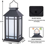 Solar Lanterns Outdoor Waterproof 2 Pack Black Hanging Lights 11 Inch - Image 3