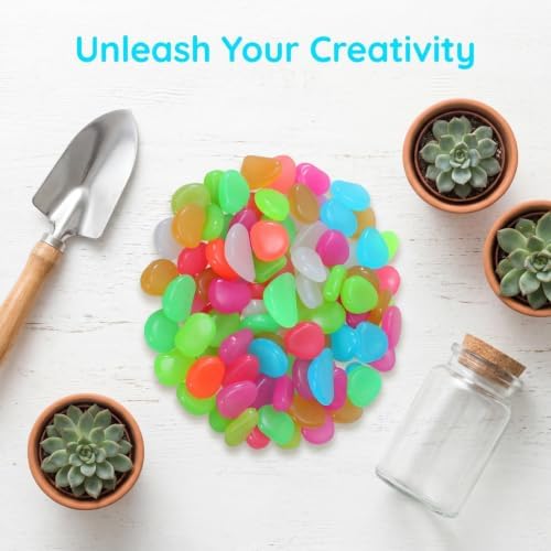 500pcs Glow the Dark Pebbles Resin Stones for Garden Walkways and Decorative Planters, Recharge in Sunlight Luminous Multicolored Glowing Rocks for Outdoor Random Color - Image 7