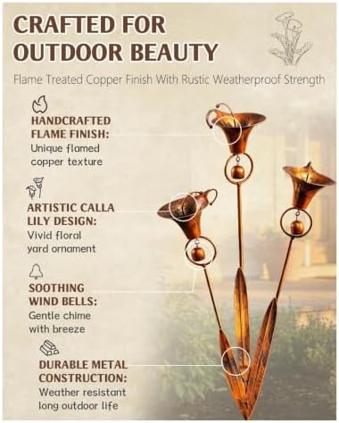 Calla Lily Garden Stake Metal Wind Chime - Image 3