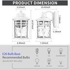 Darkaway Outdoor Wall Light Fixture,14.57inch Large Outside Porch Lights Wall Mounted Water Ripple Glass Exterior Waterproof Lantern Modern Wall Sconce Lighting for Front Door Yard Patio - Image 2