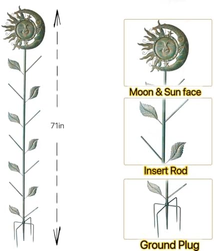 71" H Moon & Sun Face Glass Bottle Tree,Wine Bottle Trees,Bottle Tree Stand - Image 2