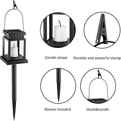 GIGALUMI 8 Pack Solar Hanging Lantern Outdoor, Candle Effect Light - Image 5