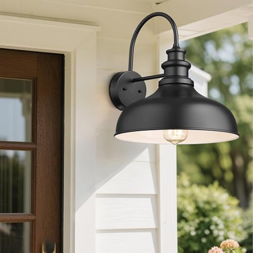 Bestshared Outdoor Farmhouse Barn Lights, Medium Outdoor Wall Barn Lighting,11.5” Dome Industrial Wall Sconces, Exterior Wall Lighting Fixture, Porch Wall Lantern (1Pack, Black+White) - Image 4