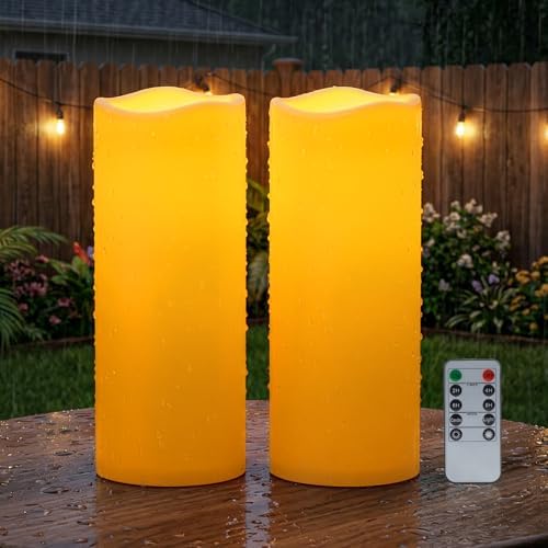Amagic 12"x5" Large Waterproof Outdoor Flameless Candles with Remote Timer by AMAGIC