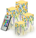 Sunflower Butterfly Flameless Candles Battery Operated Decorative Remote LED Candles with Flickering Flame Pack of 4 for Parties Home Public Elegant Events 2.95x2.95x2.87 Inch Holiday Gifts by YUVAMAGIMO