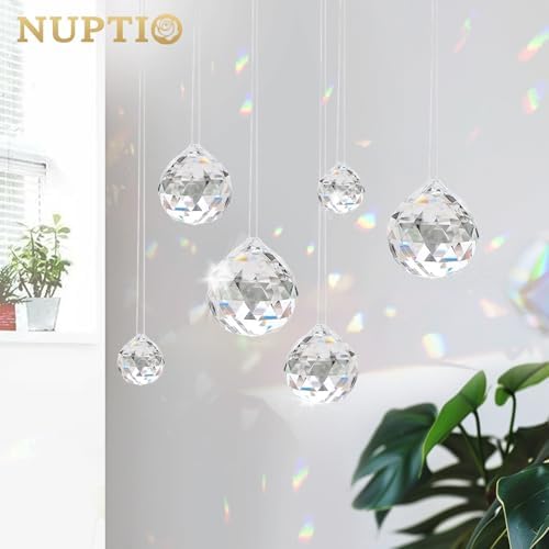NUPTIO Hanging Clear Crystals Ball Prism for Suncatchers, 60 Pcs, 0.8"/20mm - Image 3