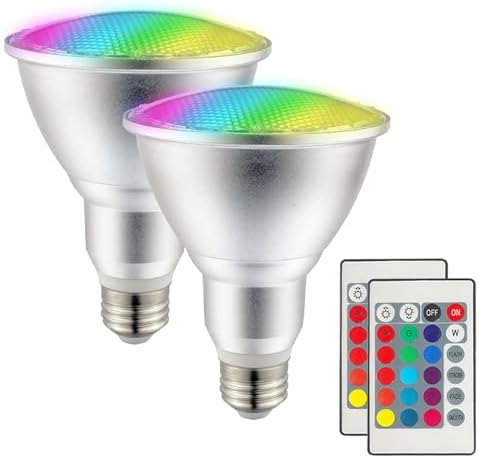 2Pack PAR30 LED Bulb, 30W RGB+Warm White(3000K) by CGELAP