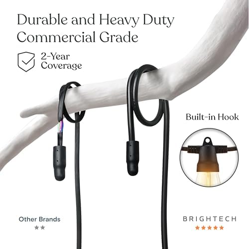 Brightech Solar String Lights with 48 Hanging Edison Bulbs and Brightness Controls with Remote 7W-104 3000K - Image 3