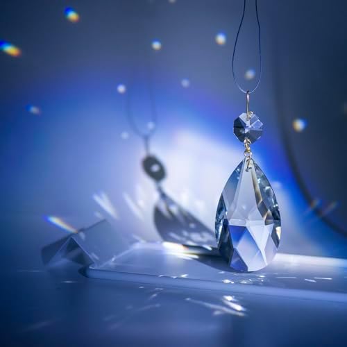 12pcs 63mm Clear Teardrop Crystal Chandelier Prisms Replacement Parts, Hanging Glass Beads for Chandelier Decoration,Suncatcher Fengshui Decoration (Clear Beads with Silver Plated Pin, 63mm(2.5")) - Image 7