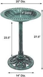Westcharm 28 Inch Lightweight Verdigris Green Poly Resin Outdoor Birdbath for Outside with Decoration Pedestal Base Stand - Pedestal Bird Bath for Outdoors Yard and Garden - Image 6