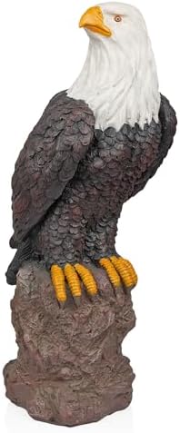 Alpine Corporation JUM582 27" Majestic Eagle on Rocks Garden Statue – Indoor Outdoor Patriotic Bird Sculpture, Durable Weather-Resistant MGO for Yard, Patio, Deck, Porch or Pathway by Unknown
