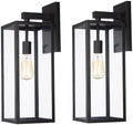 2 Pack Large Outdoor Sconce Lights,18 Inch Outdoor Wall Lantern Light,Exterior Sconce Metal and Glass Large Porch Light, Black Outdoor Lanterns for Front Porch Garage Balcony by Faymartlighting