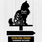 Custom Longhair Cat Memorial Stake, Floral Cat Standing Grave Marker, Personalized Pet Loss Gift Metal Garden Plaque (Floral Cat Standing) - Image 3