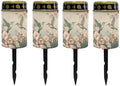 Poceacles Solar Lights Outdoor Grave Solar Lights for Cemetery Decoration Solar Outdoor Lights Cemetery Solar Lamp for Garden Lawn Backyard Pathway Decor, Hummingbird Flower Beige, Pack of 4 by Poceacles