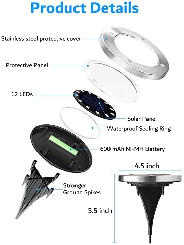 Biling Solar Ground Lights Outdoor Bright Waterproof 8 Pack White - Image 4