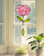 Stained Glass Window Hangings, Handcrafted Garden Suncatchers for Window and Home Decor Decor, Unique Artisan Glass Ornaments for Indoor and Outdoor Use (B-Pink) by Langodeco
