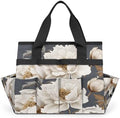 White Garden Tool Bag Organizer Heavy Duty Floral Flowers Gardening Tote Bag with 10 Pockets for Women Men Gardening Gifts by Home