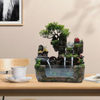 Tabletop Fountain, Waterfall Fountain with Led Light, Zen Indoor Desktop Ornament, Resin Rockery Waterfall for Indoor Outdoor Home Office Decor - Image 4