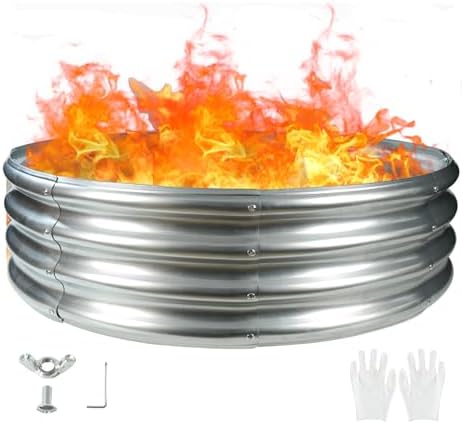 TBMLC 48" Round Galvanized Steel Fire Ring Pit/Raised Garden Bed Kit by TBMLC