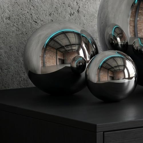 8pcs Stainless Steel Shiny Sphere Set, Hollow Lightweight Reflective Garden Mirror Globe Balls, Sturdy Seamless Round Metal Gazing Balls for Outdoor Patios and Yard Decor - Image 5