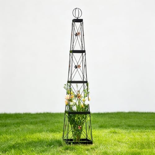 Wrought Iron Obelisk Trellis Sturdy Durable Easy Install Climbing Plants by Goooxim