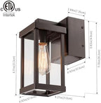 mirrea 11" Classic Outdoor Wall Sconce with Built-in GFCI Outlet 1 Light in Rectangular Metal Frame and Clear Glass Shade Waterproof Porch Light Patio Light (Oil Rubbed Bronze) (Pack of 2) - Image 2