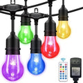 105FT Outdoor String Lights, 32 Shatterproof E26 Edison LED Bulbs, Dimmable RGB Color Changing Patio Lights Waterproof with Remote. for Backyard, Garden, Party, Bistro, Cafe by IPStank