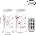 Pink Dandelion Flower Flameless LED Candles Electric Candles Set of 2 with Remote Control Timer Multicolor Light Happy Mother's Day Deor Gifts for Mom - Image 2