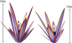Metal Agave Plant Garden Art, 2 Pack Tequila Rustic Sculpture, Rustic Metal Agave Plants Garden Lawn Home Ornaments, for Yard Stakes, Garden Figurines, Outdoor Patio (2 PCS Purple with Light) - Image 2