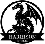 Custom Metal Dragon Wall Art Personalized Name Sign Western Dragon Wall Decor for Home Man Cave Outdoor Yard Fantasy Dragon Lover Gift Medieval Wall Decoration 1 by HZDSMSIGN