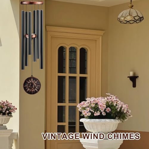 34" Sun Moon Star Wind Chimes for Outside, Vintage Deep Tone Decor - Image 7