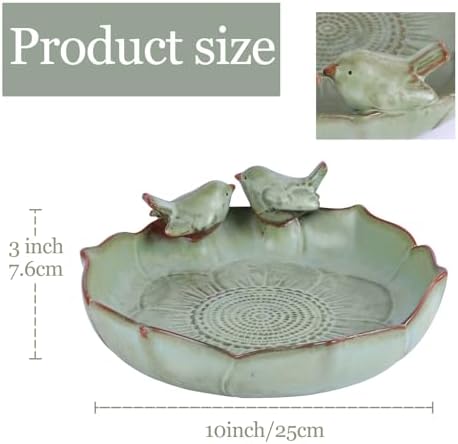 Ceramic Bird Bath Bowl with Perched Birds - Premium Outdoor Tabletop Birdbath Basin in Weather-Resistant Glaze - Usable on Ground, Deck or Tabletop - Image 2