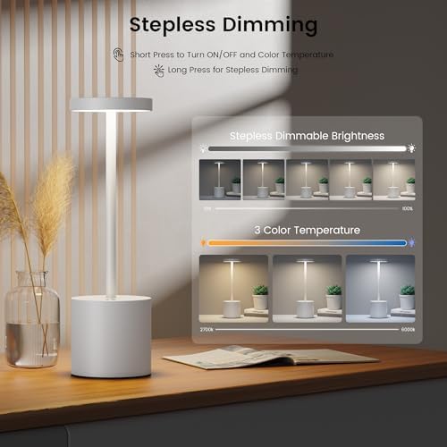 Cordless Table Lamp Rechargeable,Battery Powered LED Outdoor Table Light - Image 5